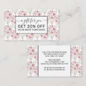 花エレガントピンクセージ緑の水色フローラ 割引カード (正面/裏面)