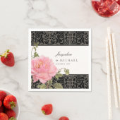 花エレガントピンク牡丹クラシックブライダルシャワー スタンダードカクテルナプキン (インサイチュ)