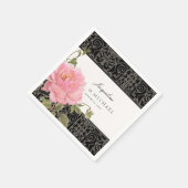 花エレガントピンク牡丹クラシックブライダルシャワー スタンダードカクテルナプキン (角)
