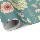 花エレガントピンク緑の花柄 ラッピングペーパー (ロールコーナー)