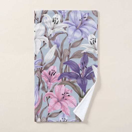 花エレガントフローラの装飾的な目を引く バスタオルセット (ハンドタオル)