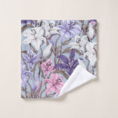 花エレガントフローラの装飾的な目を引く バスタオルセット (ウォッシュタオル)