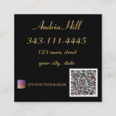 花エレガントモダンのサロンとスパ（QRコード） スクエア名刺 (裏面)