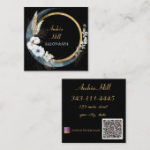 花エレガントモダンのサロンとスパ（QRコード） スクエア名刺 (正面/裏面)