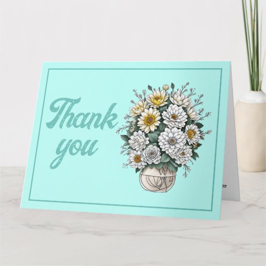 花エレガントモダン瓶のサンキューカード サンキューカード (正面)
