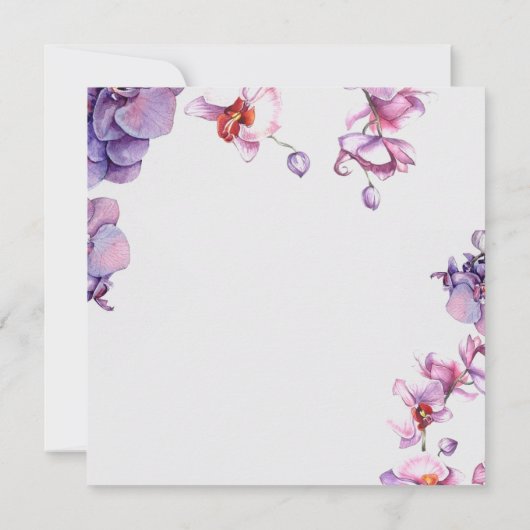 花エレガントモダン紫オ結婚ラン 招待状 (裏面)