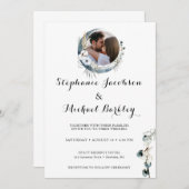 花エレガントリース写真結婚式招待状 招待状 (正面/裏面)