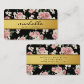 花エレガントヴィンテージ金ゴールド帯 名刺 (正面/裏面)