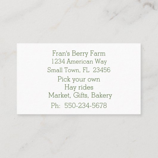 花エレガント付きイチゴつる植物名刺 名刺 (裏面)