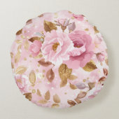 花エレガント付きピンクの継ぎ目のないバラa ラウンドクッション (裏面)