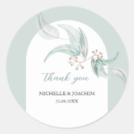 花エレガント付きユーカリ水彩アート ラウンドシール
