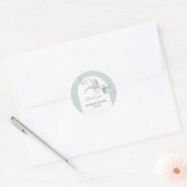 花エレガント付きユーカリ水彩アート ラウンドシール (封筒)