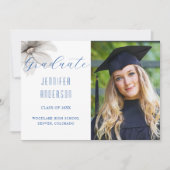 花エレガント付き写真発表青 案内状 (正面)