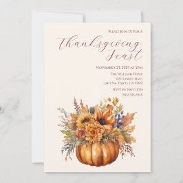花エレガント付き感謝祭かぼちゃ 招待状