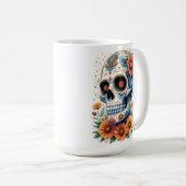 花エレガント付き砂糖スカル コーヒーマグカップ (正面右)