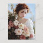 花エレガント付き絵を描女性 ポストカード (正面)