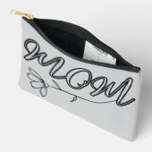 花エレガント付き「MOM」スクリプトデザイン アクセサリーポーチ (見開き)