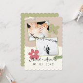 花エレガント写真結婚コラージュ カード (正面/裏面インサイチュ)