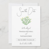 花エレガント咲きチョラサボテン日付カードを保存 セーブザデート (正面)