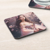 花エレガント咲き女性の写真の拡大 コースター (左側)