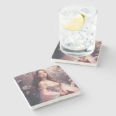 花エレガント咲き女性の写真の拡大 ストーンコースター (横)