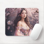花エレガント咲き女性の写真の拡大 マウスパッド (マウス)