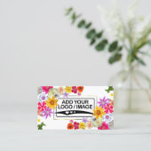 花エレガント咲き野花金ゴールド薄紫ロゴ写真 名刺 (スタンド正面)