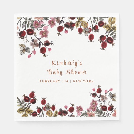 花エレガント咲き野草のベビーシャワー スタンダードランチョンナプキン (正面)