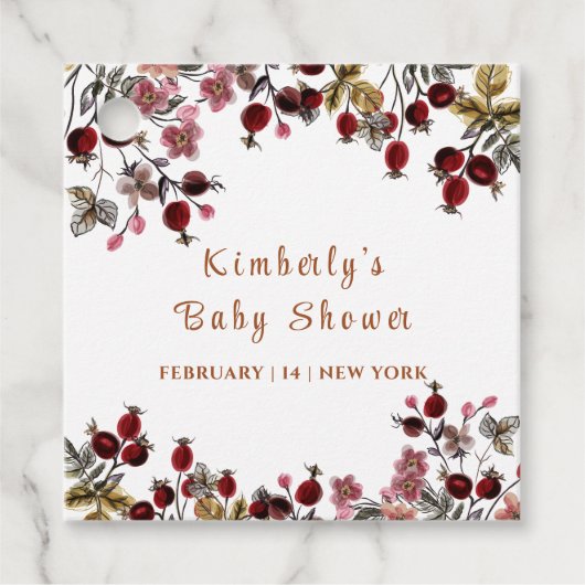 花エレガント咲き野草のベビーシャワー フェイバータグ (正面)