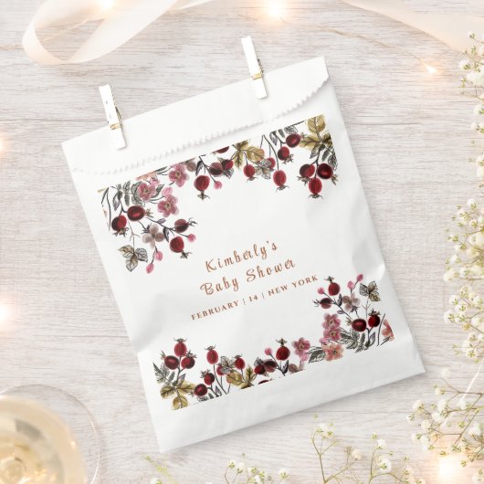 花エレガント咲き野草のベビーシャワー フェイバーバッグ (クリップ留めされた状態)