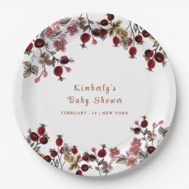 花エレガント咲き野草のベビーシャワー ペーパープレート