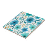 花エレガント咲き青植物水彩 タイル (側面)