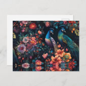 花エレガント園の青いカラフル孔雀 ポストカード (正面/裏面)