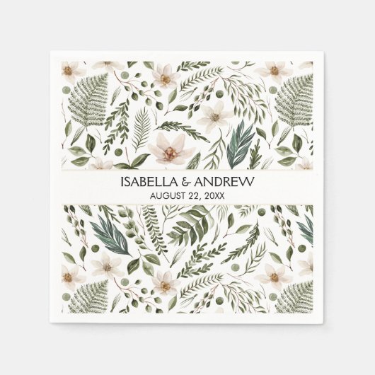 花エレガント園フローラ植物模様 スタンダードカクテルナプキン (正面)