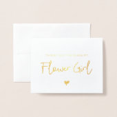 花エレガント女の子ありがとう写真金ゴールド 箔カード (封筒付き正面)