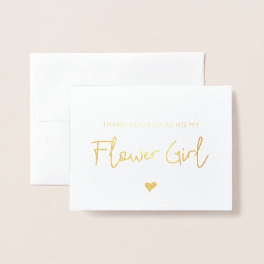 花エレガント女の子ありがとう写真金ゴールド 箔カード (封筒付き正面)