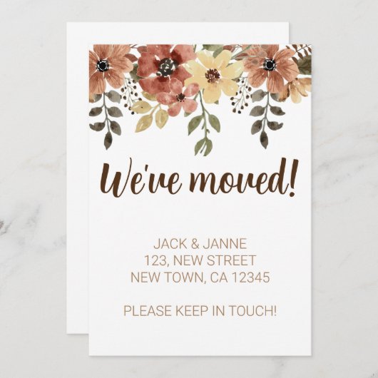 花エレガント引っ越しました告知カード 案内状 (正面/裏面)