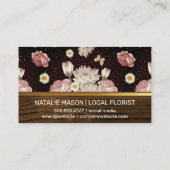 花エレガント形蝶 |木製金ゴールドトリム 名刺 (裏面)