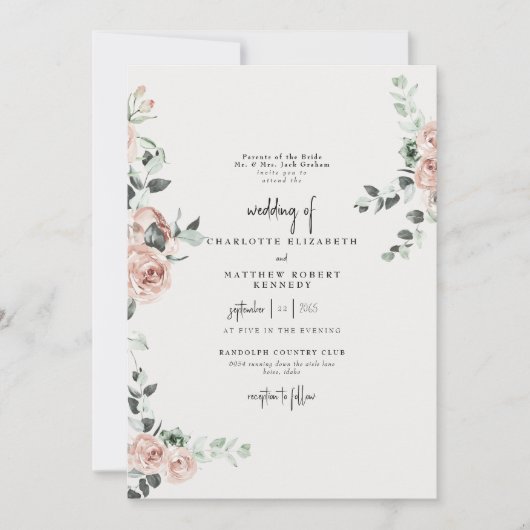 花エレガント春 招待状 (正面)