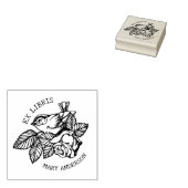 花エレガント書付き鳥Ex Libris ラバースタンプ (押印)