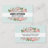 花エレガント枠の背景 名刺 (正面/裏面)