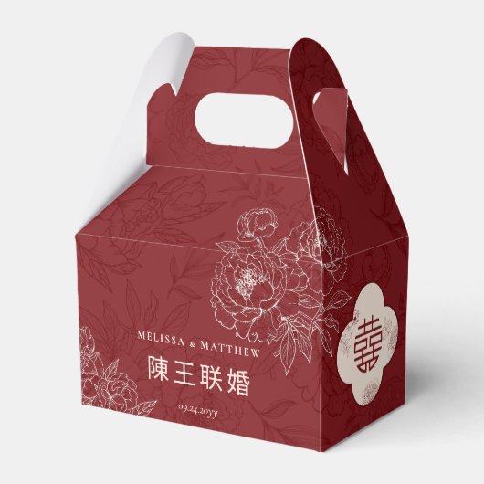 花エレガント柄ありがとう中国の結婚さん フェイバーボックス (正面サイド)
