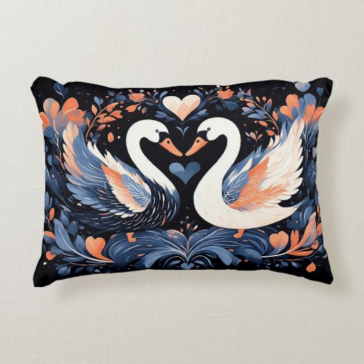 花エレガント柄の華美白鳥 アクセントクッション (正面)