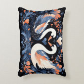 花エレガント柄の華美白鳥 アクセントクッション (正面(垂直))