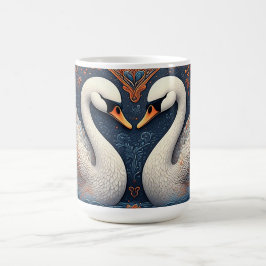 花エレガント柄の華美白鳥 コーヒーマグカップ