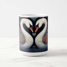 花エレガント柄の華美白鳥 コーヒーマグカップ