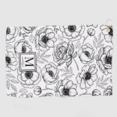 花エレガント柄イニシャルモノグラム ゴルフタオル (横)