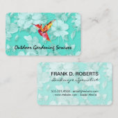 花エレガント柄グリーンとハチドリ 名刺 (正面/裏面)