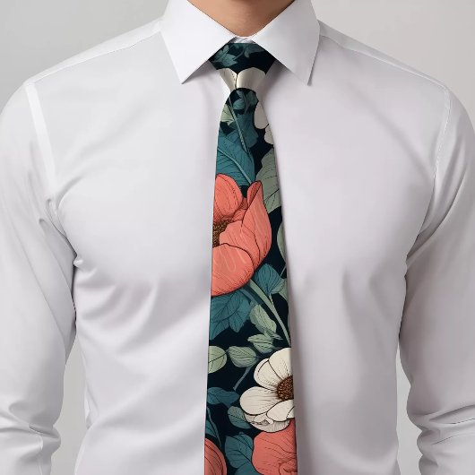 花エレガント柄タイ ネクタイ