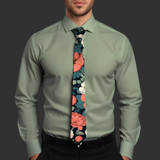 花エレガント柄タイ ネクタイ